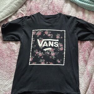 Vans Black Tee with Pink Floral Design